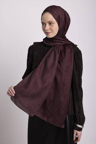 Aura Monogram Desenli Çift Taraflı Şal - Bordo | Ayshara