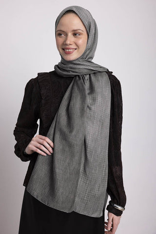 Aura Monogram Desenli Çift Taraflı Şal - Gri | Ayshara