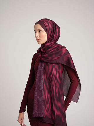 Yalaz Zebra Damask Desenli Çift Taraflı Şal - Bordo | Ayshara - Görsel 3