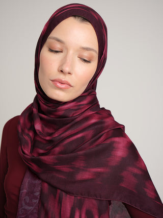 Yalaz Zebra Damask Desenli Çift Taraflı Şal - Bordo | Ayshara - Görsel 4