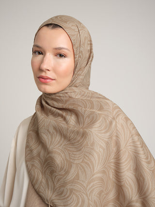 Rûmî Sema Monogram Desenli Çift Taraflı Şal - Sis bej | Ayshara - Görsel 5