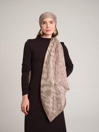 Yalaz Zebra Damask Desenli Çift Taraflı Şal - Krem Bej | Ayshara - Görsel 5
