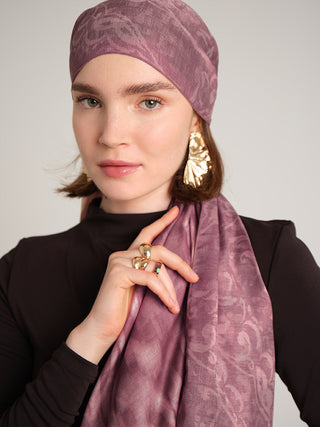 Yalaz Zebra Damask Desenli Çift Taraflı Şal - Gül Pembe | Ayshara - Görsel 4