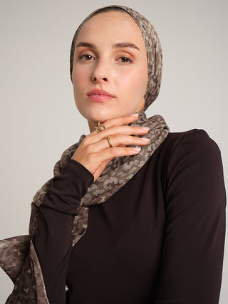 Peleng Leopar Desenli Çift Taraflı Şal - Bej Kahverengi | Ayshara - Görsel 5