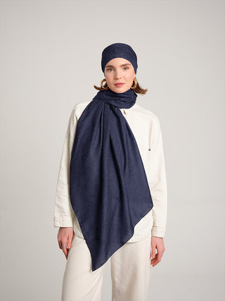 Rûmî Sema Monogram Desenli Çift Taraflı Şal - Mor Lacivert | Ayshara - Görsel 5