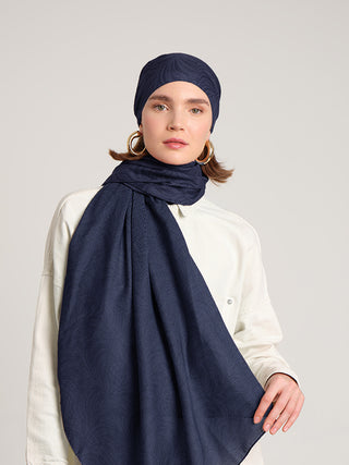 Rûmî Sema Monogram Desenli Çift Taraflı Şal - Mor Lacivert | Ayshara - Görsel 2
