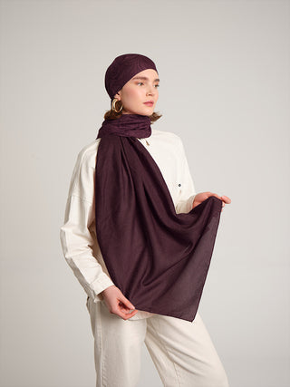 Rûmî Sema Monogram Desenli Çift Taraflı Şal - Bordo | Ayshara - Görsel 3