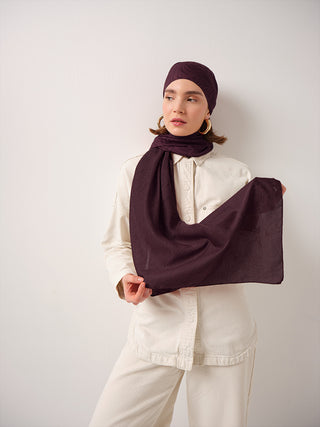 Rûmî Sema Monogram Desenli Çift Taraflı Şal - Bordo | Ayshara - Görsel 4