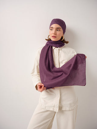 Rûmî Sema Monogram Desenli Çift Taraflı Şal - Menekşe Mor | Ayshara - Görsel 6