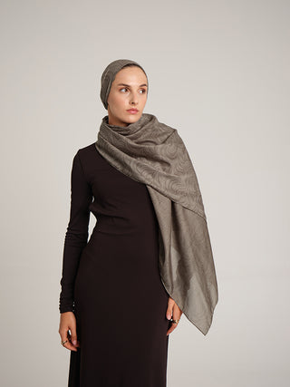 Rûmî Sema Monogram Desenli Çift Taraflı Şal - Vizon Kahve | Ayshara - Görsel 3