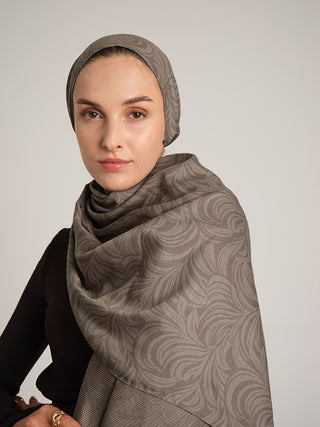 Rûmî Sema Monogram Desenli Çift Taraflı Şal - Vizon Kahve | Ayshara - Görsel 2