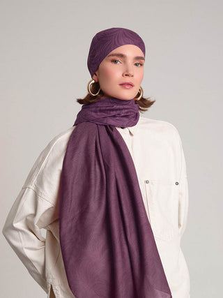 Rûmî Sema Monogram Desenli Çift Taraflı Şal - Menekşe Mor | Ayshara