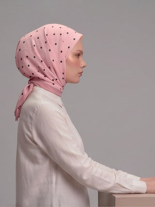 Puan Desenli Tek Taraflı Eşarp - Pembe | Ayshara - Görsel 3