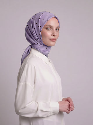 Puan Desenli Tek Taraflı Eşarp - Lila | Ayshara