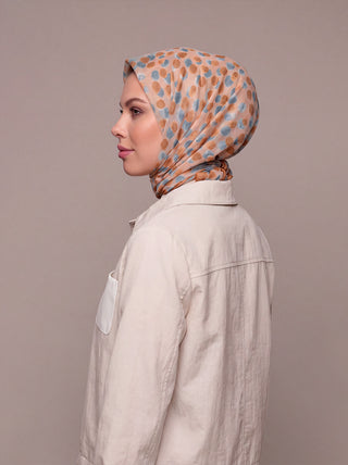 Fırça Hâlesi Puanlı Soyut Desenli Çift Taraflı Eşarp - Taba Mint | Ayshara - Görsel 5