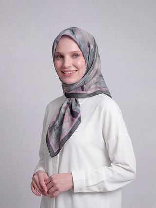 Fırça Hâlesi Puanlı Soyut Desenli Çift Taraflı Eşarp - Antrasit Siyah | Ayshara - Görsel 3