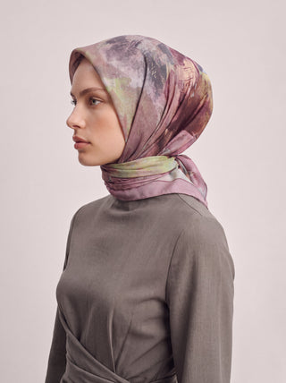 Gülce Çiçek Desenli Çift Taraflı Eşarp - Gül Mint | Ayshara