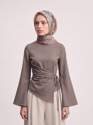 Gülce Çiçek Desenli Çift Taraflı Eşarp - Gül Mint | Ayshara - Görsel 4