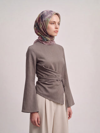 Gülce Çiçek Desenli Çift Taraflı Eşarp - Gül Mint | Ayshara - Görsel 5