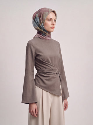 Gülce Çiçek Desenli Çift Taraflı Eşarp - Gül Mint | Ayshara - Görsel 6