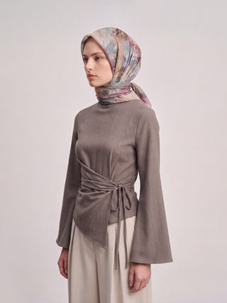 Gülce Çiçek Desenli Çift Taraflı Eşarp - Gül Mint | Ayshara - Görsel 7