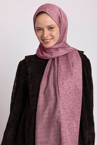 Barçın Leopar Desenli Çift Taraflı Şal - Gül Pembe | Ayshara - Görsel 2
