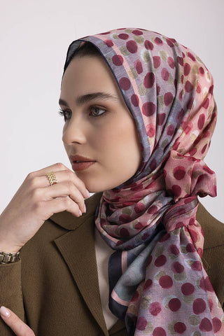 Fırça Hâlesi Puanlı Soyut Desenli Çift Taraflı Şal - Bordo Kırmızı | Ayshara - Görsel 6