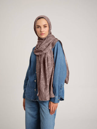 Nakkaşhâne Monogram Desenli Çift Taraflı Şal - Koyu Vizon