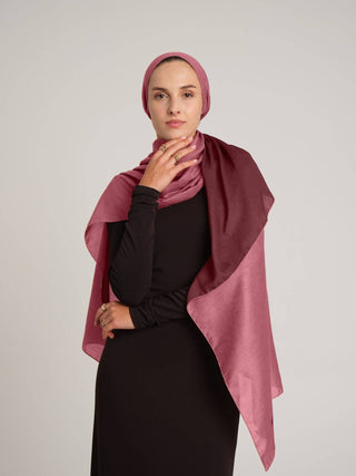 Nazenin Düz Monogram Çift Taraflı Şal - Gül Kurusu | Ayshara