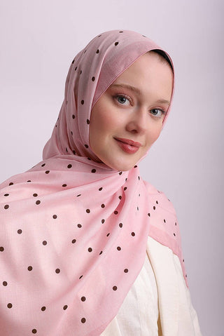 Puan Desenli Tek Taraflı Şal - Pembe | Ayshara - Görsel 2