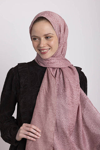 Vaha Safari Desenli Çift Taraflı Şal - Gül Pembe | Ayshara