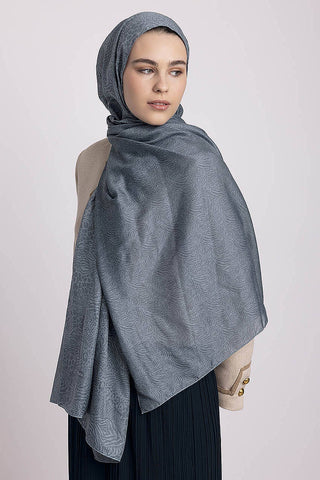 Vaha Safari Desenli Çift Taraflı Şal - Mat Su Mavisi | Ayshara - Görsel 2