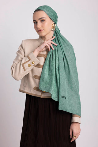 Bengi Monogram Düz Desenli Çift Taraflı Şal - Mint Yeşil | Ayshara - Görsel 5