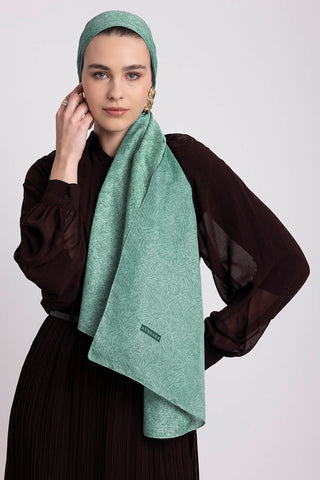 Bengi Monogram Düz Desenli Çift Taraflı Şal - Mint Yeşil | Ayshara