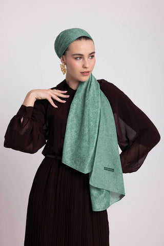 Bengi Monogram Düz Desenli Çift Taraflı Şal - Mint Yeşil | Ayshara - Görsel 4