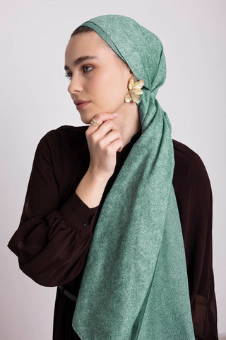 Bengi Monogram Düz Desenli Çift Taraflı Şal - Mint Yeşil | Ayshara - Görsel 2