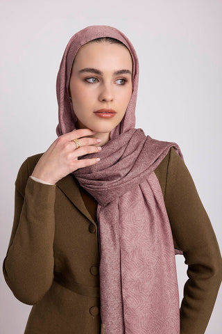 Bengi Monogram Düz Desenli Çift Taraflı Şal - Gül Pembe | Ayshara