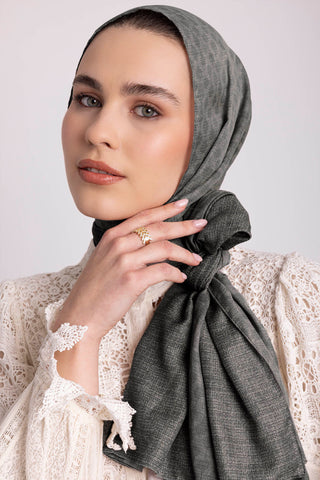 Katre-i Zerâfet Monogram Düz Desenli Çift Taraflı Şal - Kül Gri | Ayshara