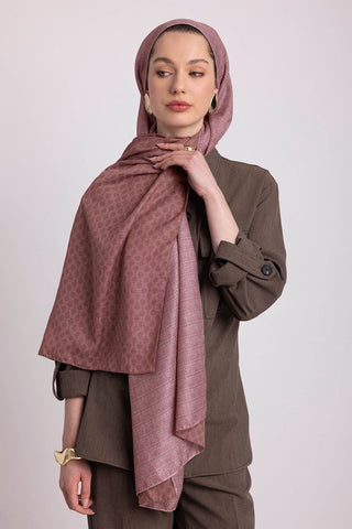 Katre-i Zerâfet Monogram Düz Desenli Çift Taraflı Şal - Pembe | Ayshara