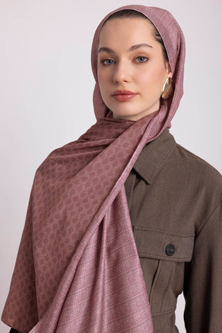 Katre-i Zerâfet Monogram Düz Desenli Çift Taraflı Şal - Pembe | Ayshara - Görsel 5