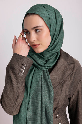 Katre-i Zerâfet Monogram Düz Desenli Çift Taraflı Şal - Turkuaz Yeşil | Ayshara - Görsel 5